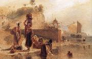 William Daniell Women Fetching Water from the River Ganges near Kara oil painting reproduction